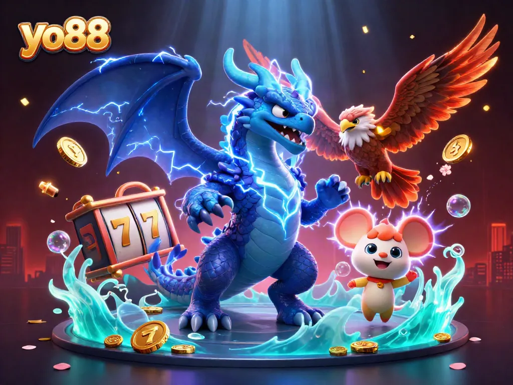 Experience thrilling gameplay at yo88 with dynamic slot reels and electrifying characters.