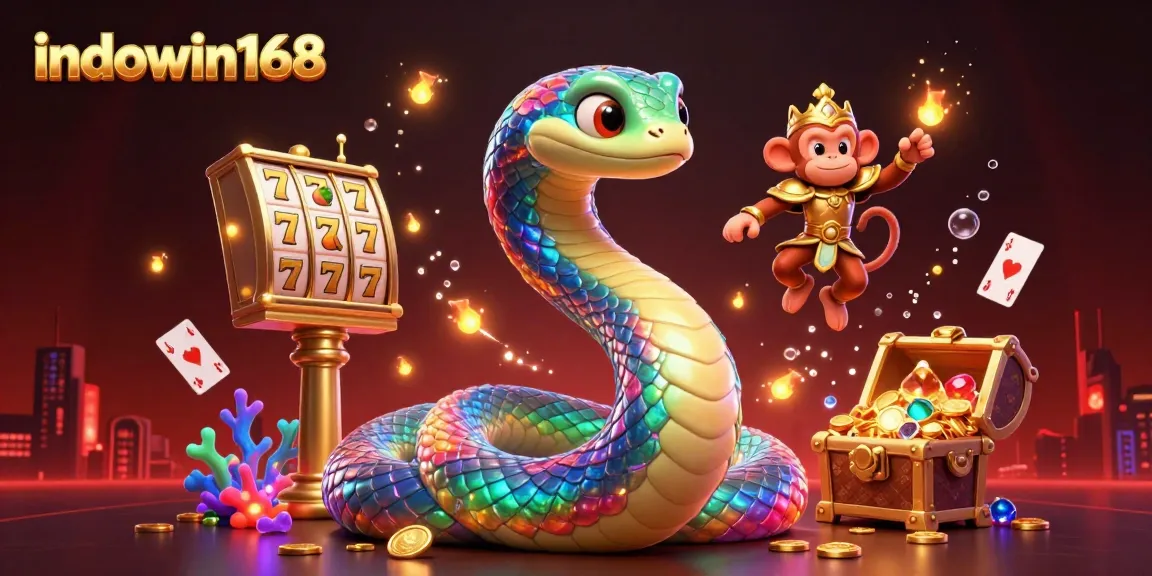 Rasakan keseruan permainan kasino dalam ilustrasi 3D indowin168 dengan karakter warna-warni dan elemen slot.