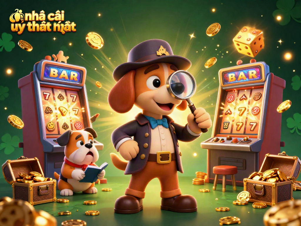 Engage with the nhà cái uy tín nhất scene featuring a detective bloodhound exploring vibrant casino treasures.