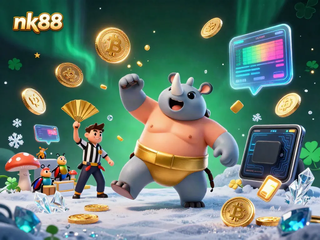 Experience thrilling gaming action with nk88's energetic 3D casino scene featuring golden coins flying.
