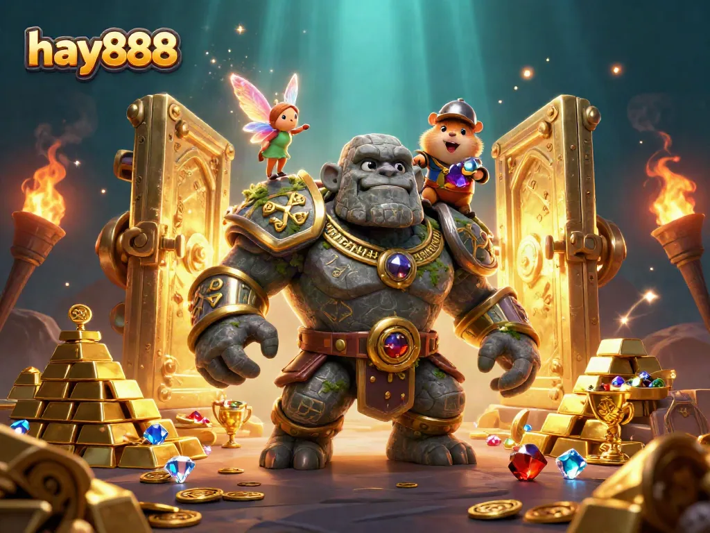 Engaging scene depicting hay888 with mystical characters, treasures, and casino vibes.