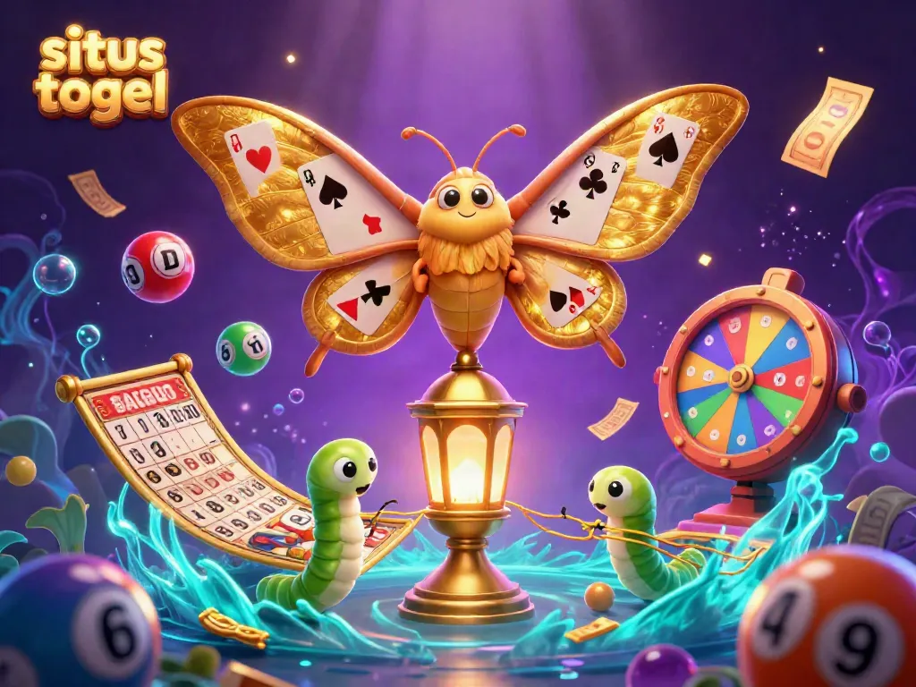 Engage with situs togel's vibrant lottery scene showcasing an atlas moth and lottery elements.