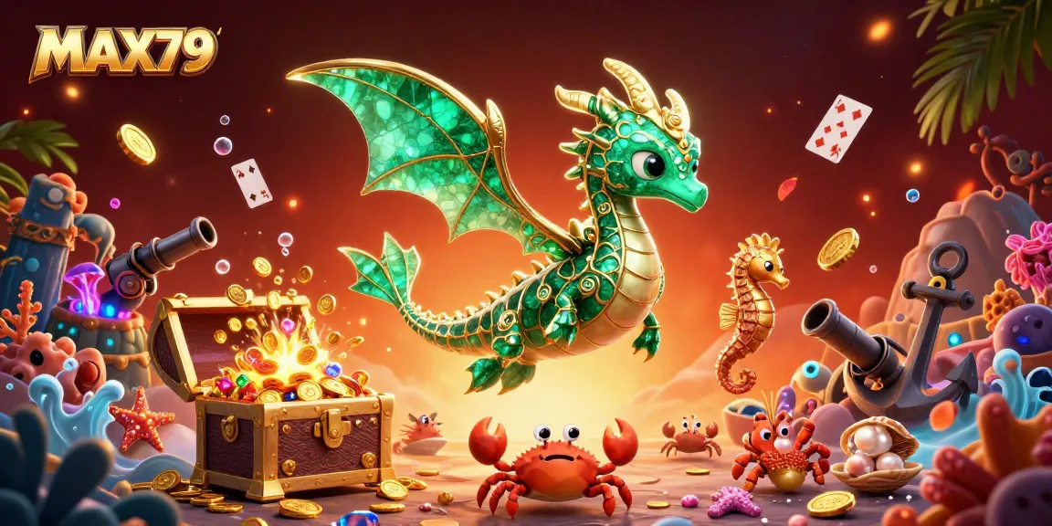 Experience exciting gameplay at MAX79, featuring a vibrant sea dragon and treasure adventures.