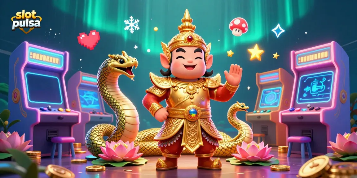 Experience exciting slot pulsa action with a 3D guardian character and colorful arcade elements.