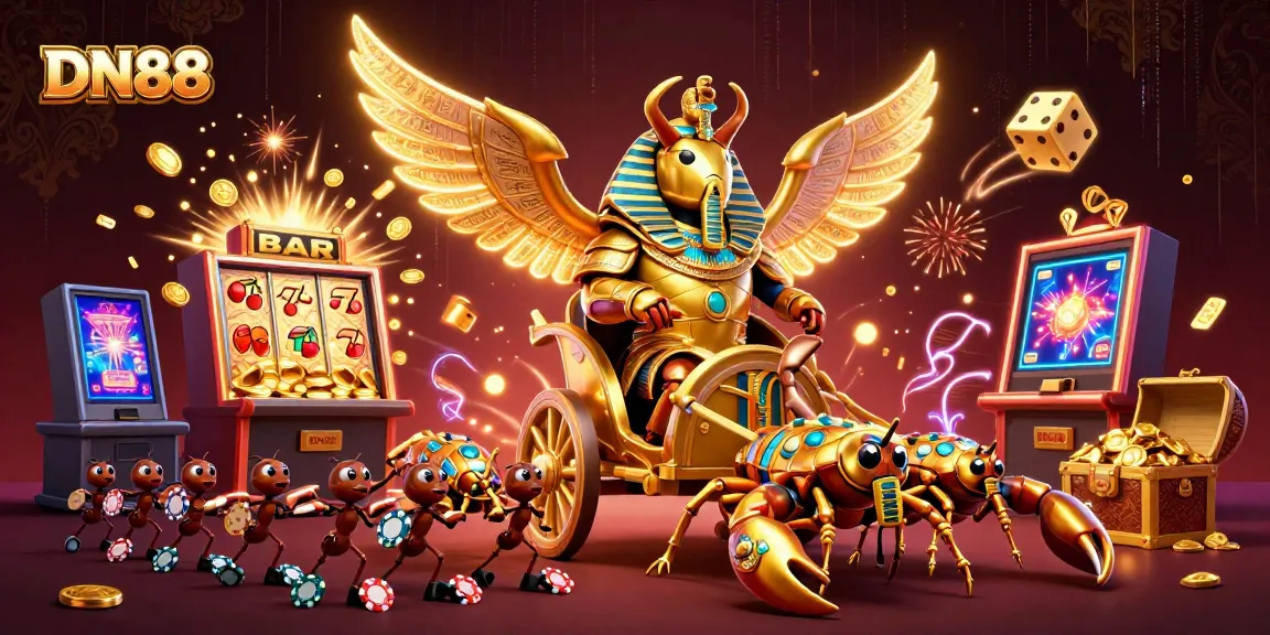 Experience the thrill of DN88 with a vibrant 3D casino scene showcasing rich gaming elements and excitement.
