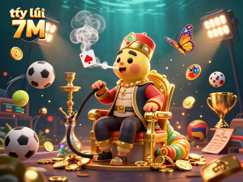 Experience the thrill of tỷ lệ 7M in this vibrant 3D illustration showcasing dynamic sports betting elements.