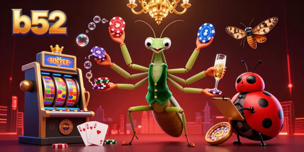 Experience exciting gameplay at b52 with a lively casino scene featuring vibrant characters and dynamic gambling elements.