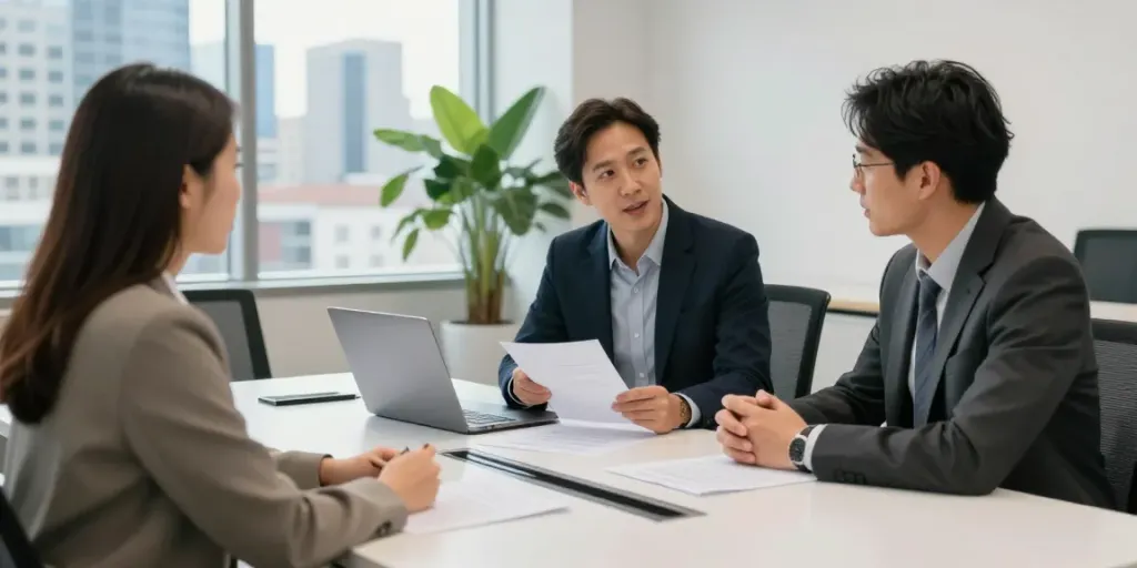 Payday Loans Co Calgary financial advisor consulting client in modern office environment.