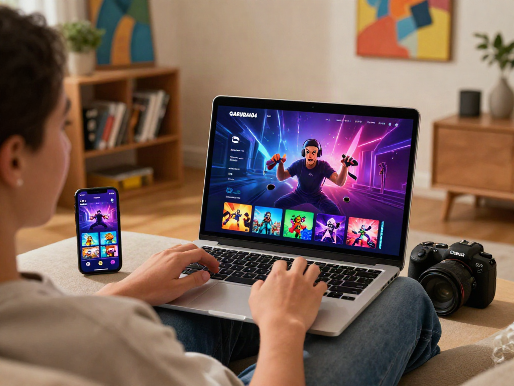 Engaging user experience on GARUDA404 digital entertainment platform with cozy gaming setup.
