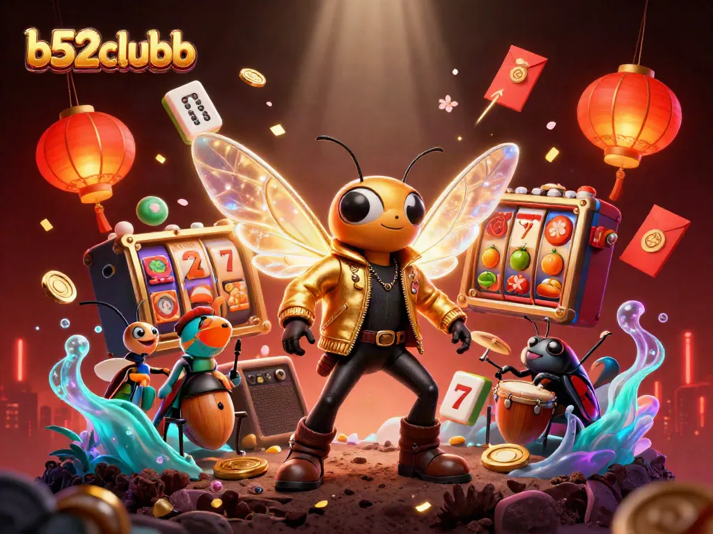 Bettors enjoy the b52clubb experience with a vibrant rock star casino scene featuring dynamic slots.