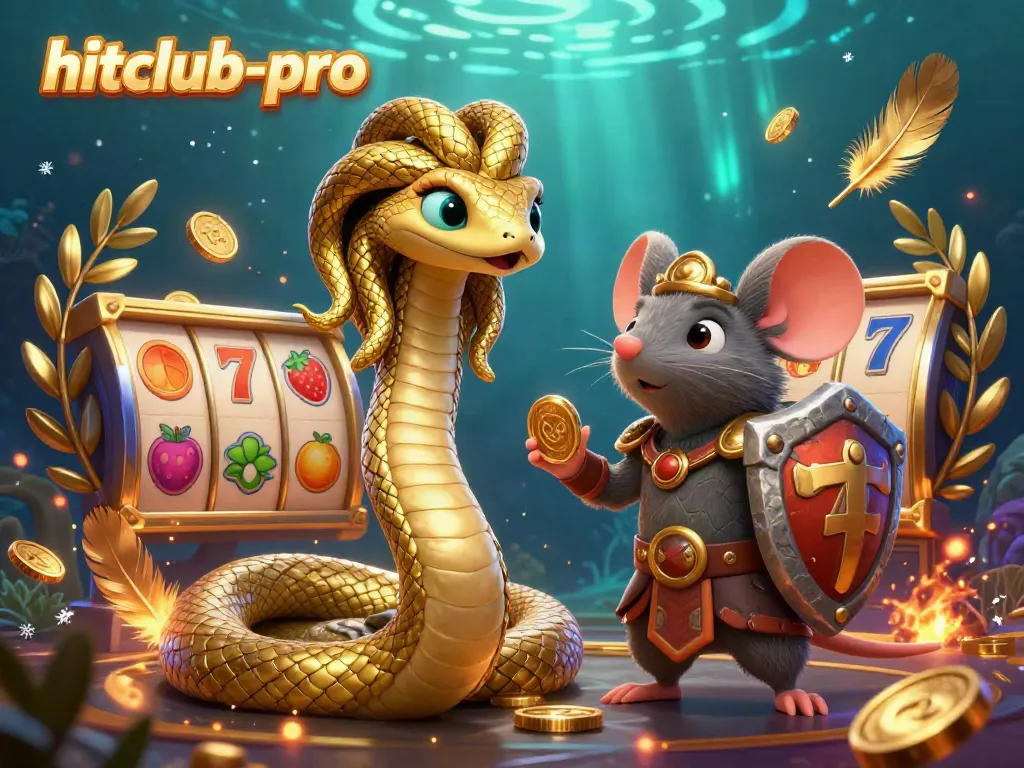 Experience thrilling gameplay with hitclub-pro's vibrant Medusa and warrior mouse in a casino celebration.