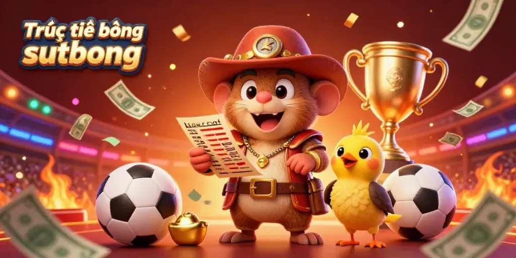 Experience Trực tiếp bóng đá sutbong with vibrant sports elements, highlighting dynamic betting action in a lively scene.