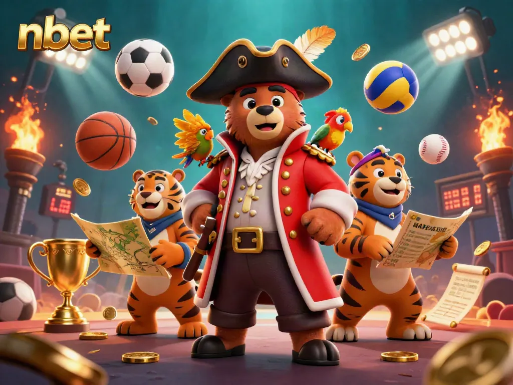 Experience thrilling sports action with nbet as a dynamic pirate bear, fierce tiger, and golden parrot unite in 3D!