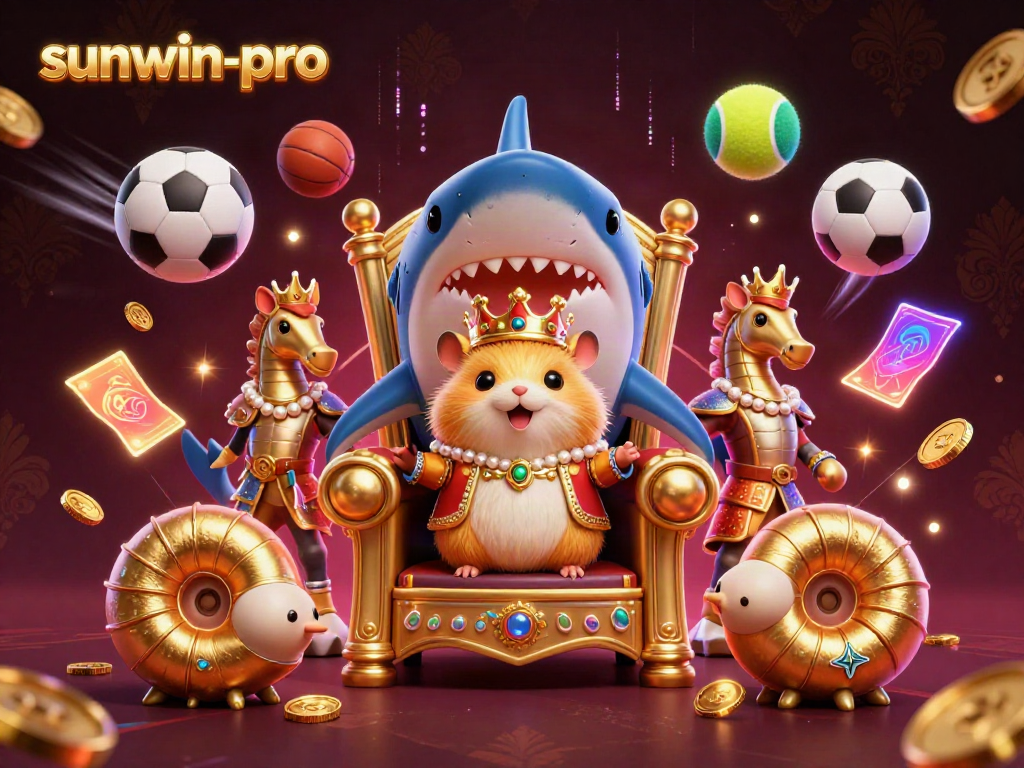 Experience the thrill of sunwin-pro with a vibrant 3D casino illustration featuring dynamic sports elements.