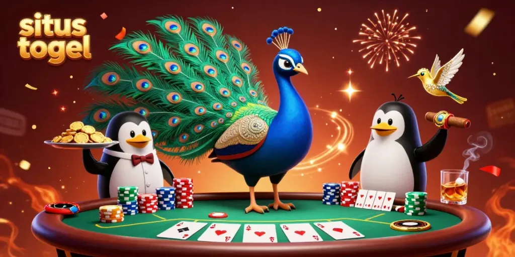Experience the vibrant energy of situs togel with rich visuals of poker and celebratory elements.