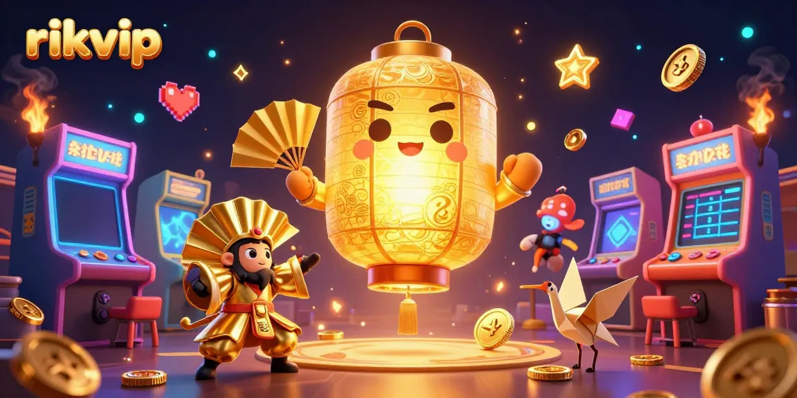 Engage in the vibrant world of rikvip, where golden lantern spirits illuminate a bustling casino scene.