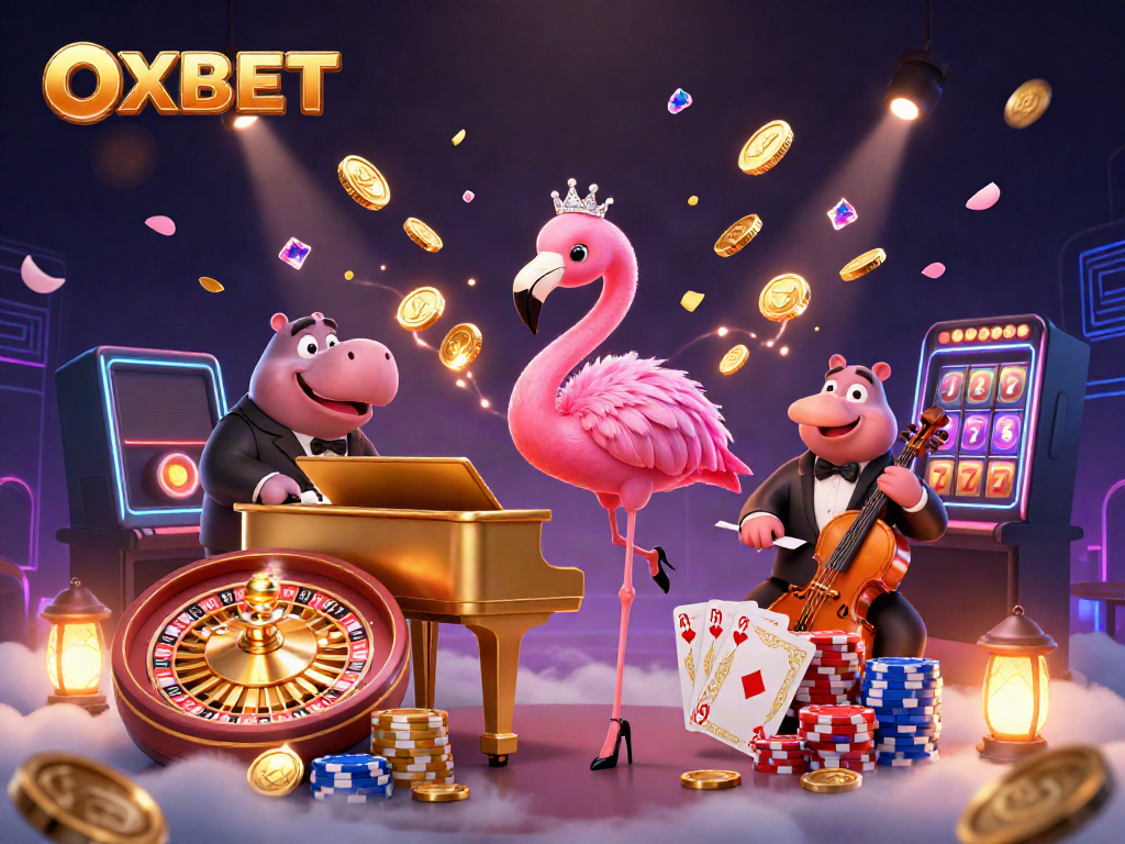 Experience the thrill of OXBET with a captivating casino scene featuring vibrant characters and dynamic gameplay elements.