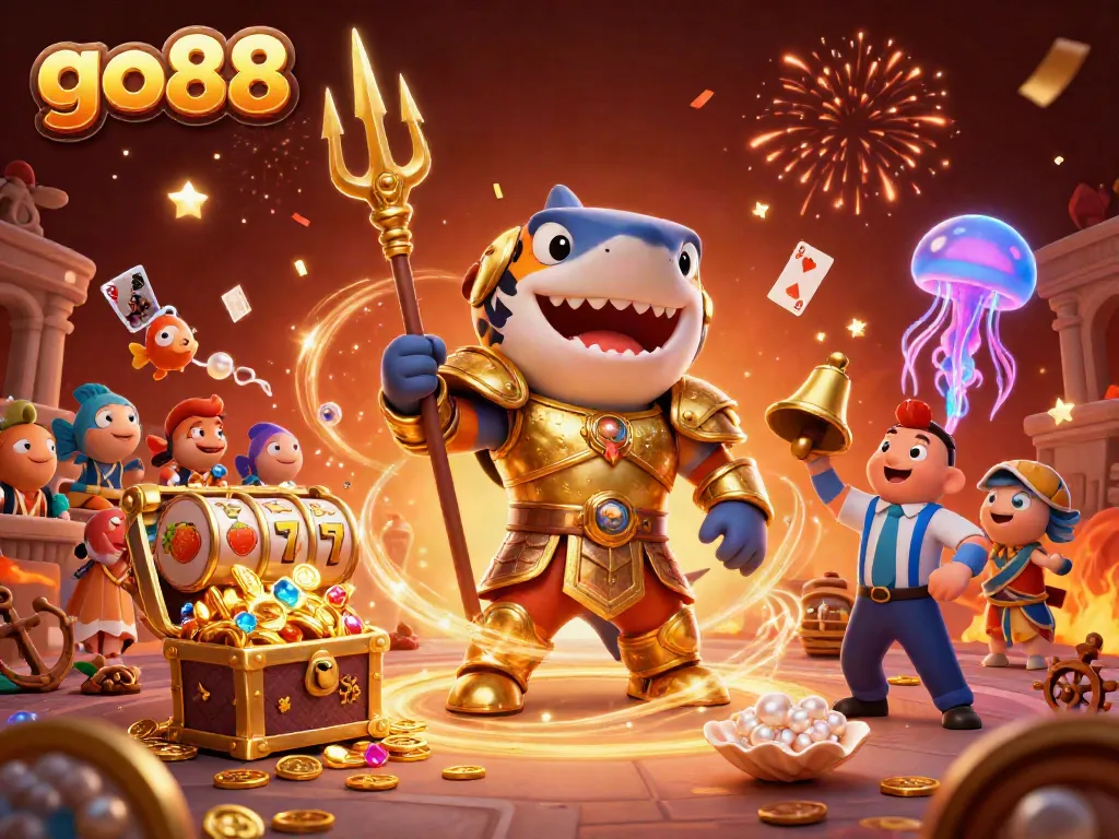 Engage with go88 and celebrate in a colorful underwater casino arena, showcasing thrilling game elements.
