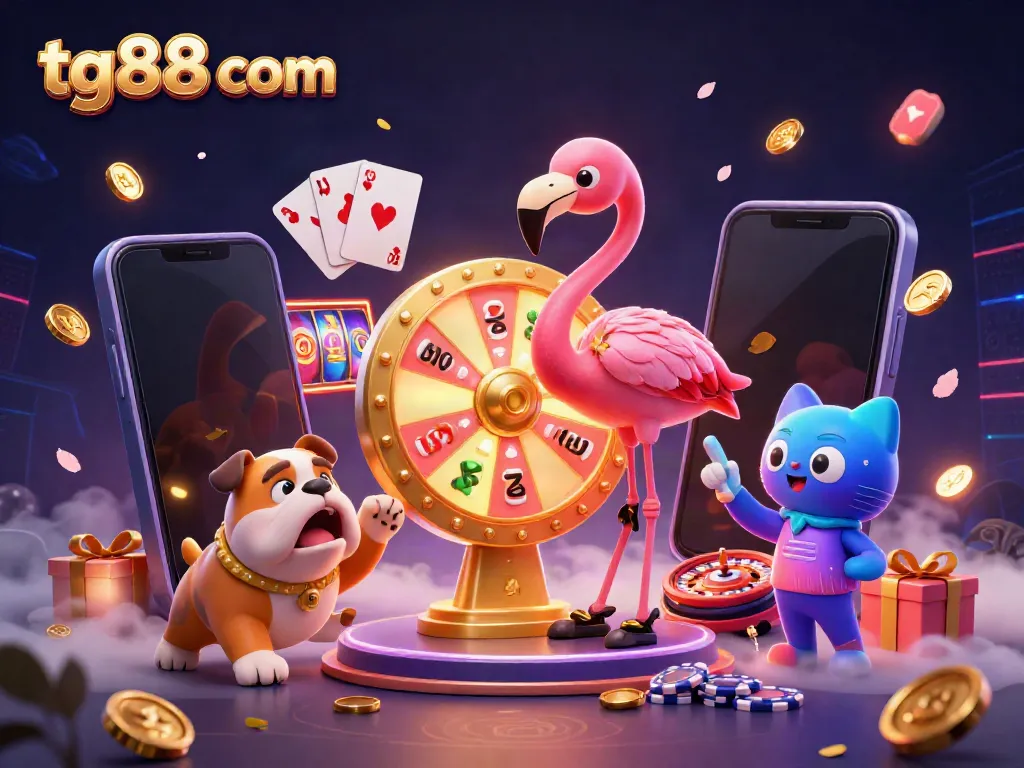 Spin to win with traditional and modern games at tg88 com, featuring vibrant casino elements.