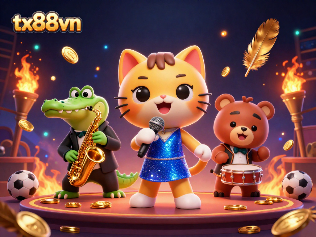 Experience the dynamic casino atmosphere with tx88vn, featuring unique characters and exciting betting elements.