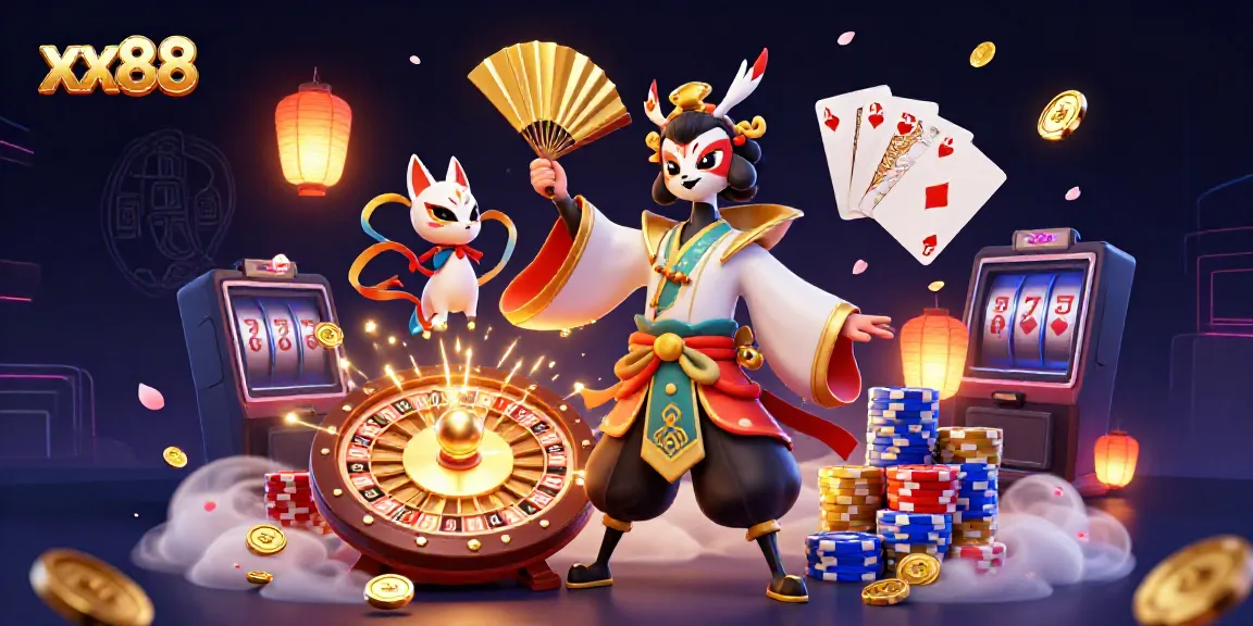 Immerse in the world of xx88 with dynamic casino elements and vibrant characters.