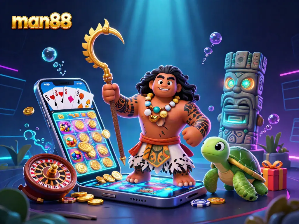 Experience exciting wins at man88 with vibrant 3D characters and dynamic slot game visuals.